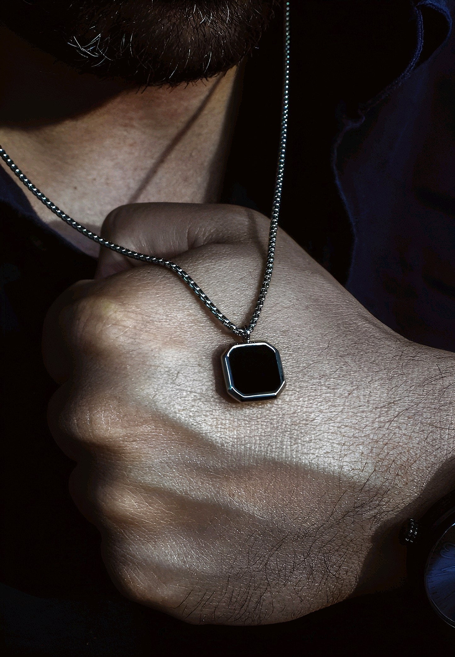 Pentagon Shape Silver Chain With Pendant