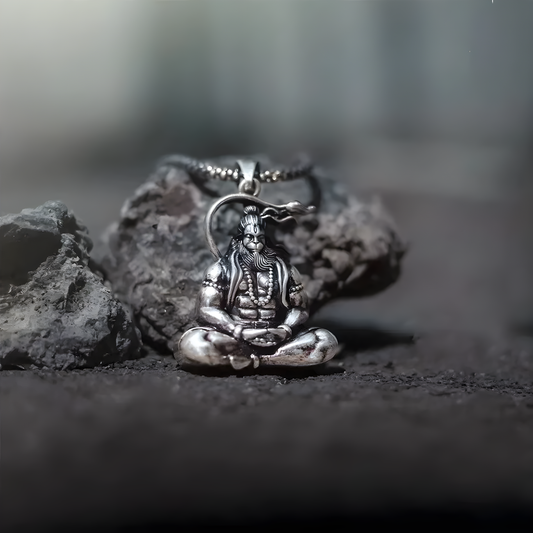 Hanuman Silver Locket With Chain