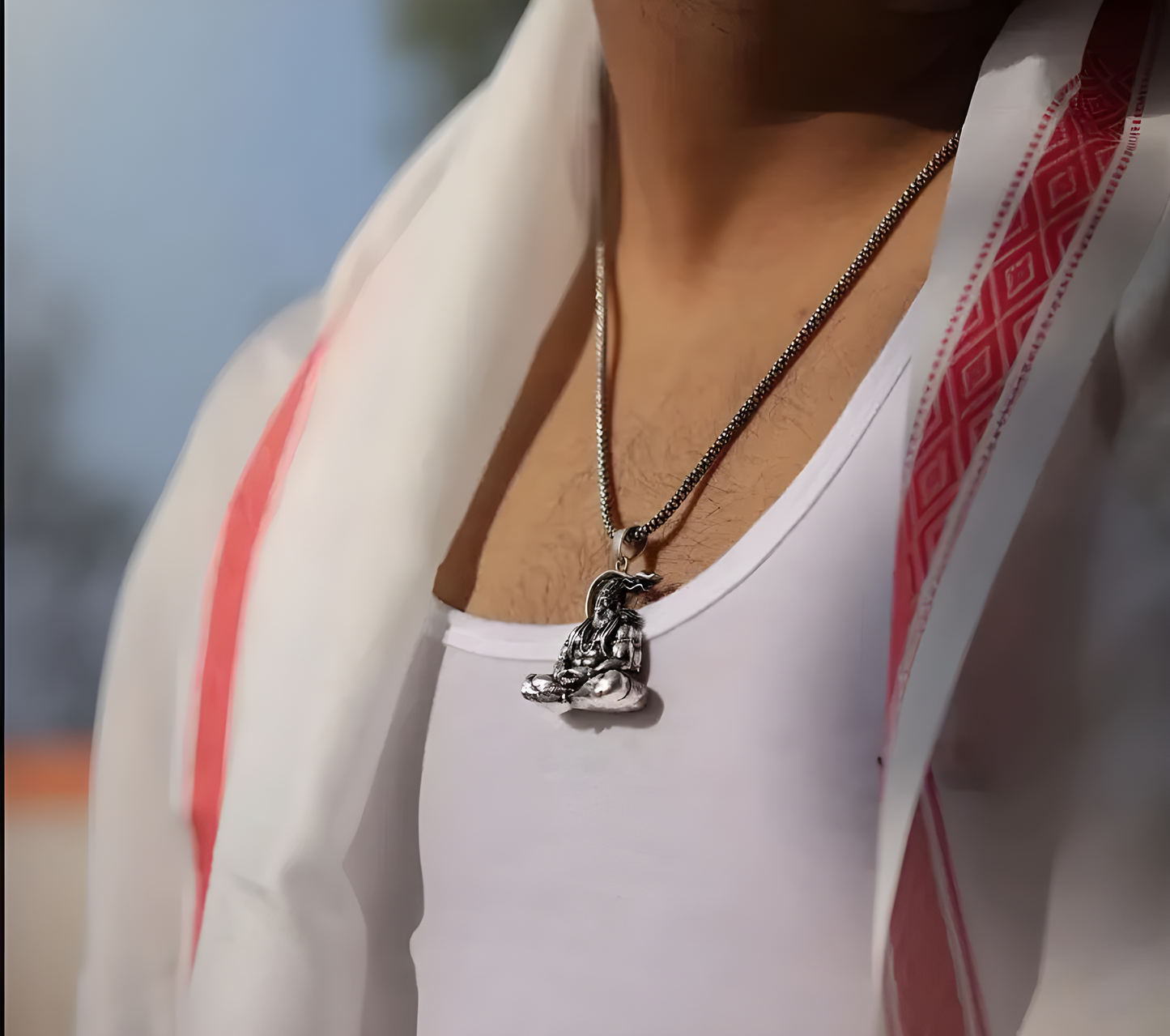 Hanuman Silver Locket With Chain